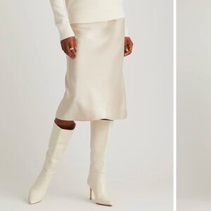 NWT Quince Champagne Satin Midi Skirt in size XS